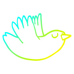 cold gradient line drawing cartoon flying bird