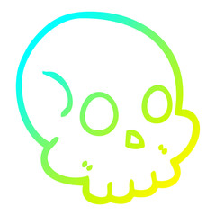 cold gradient line drawing cartoon skull