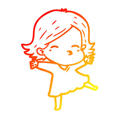 warm gradient line drawing cartoon woman