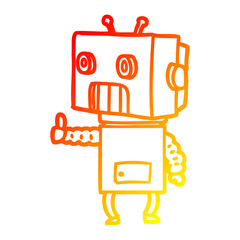 warm gradient line drawing cartoon robot