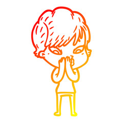 warm gradient line drawing cartoon woman