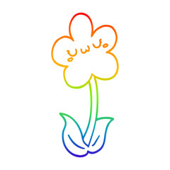 rainbow gradient line drawing cartoon flower