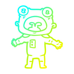 cold gradient line drawing cartoon weird alien communicating