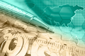 Mail signs, graph and map