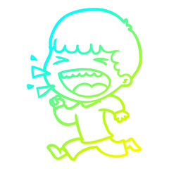 Obraz premium cold gradient line drawing cartoon laughing man