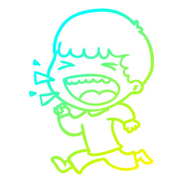 cold gradient line drawing cartoon laughing man