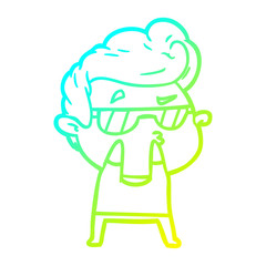 Obraz premium cold gradient line drawing cartoon cool guy