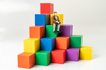 Obraz premium Building Blocks on table with white background