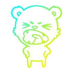cold gradient line drawing angry cartoon bear
