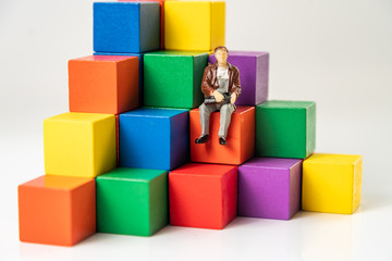 Obraz premium Building Blocks on table with white background