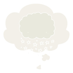 cartoon rain cloud and thought bubble in retro style