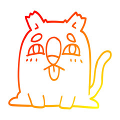 warm gradient line drawing cartoon funny cat