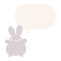 cartoon rabbit and speech bubble in retro style