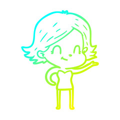 cold gradient line drawing cartoon friendly girl