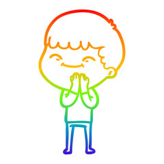 rainbow gradient line drawing cartoon happy boy