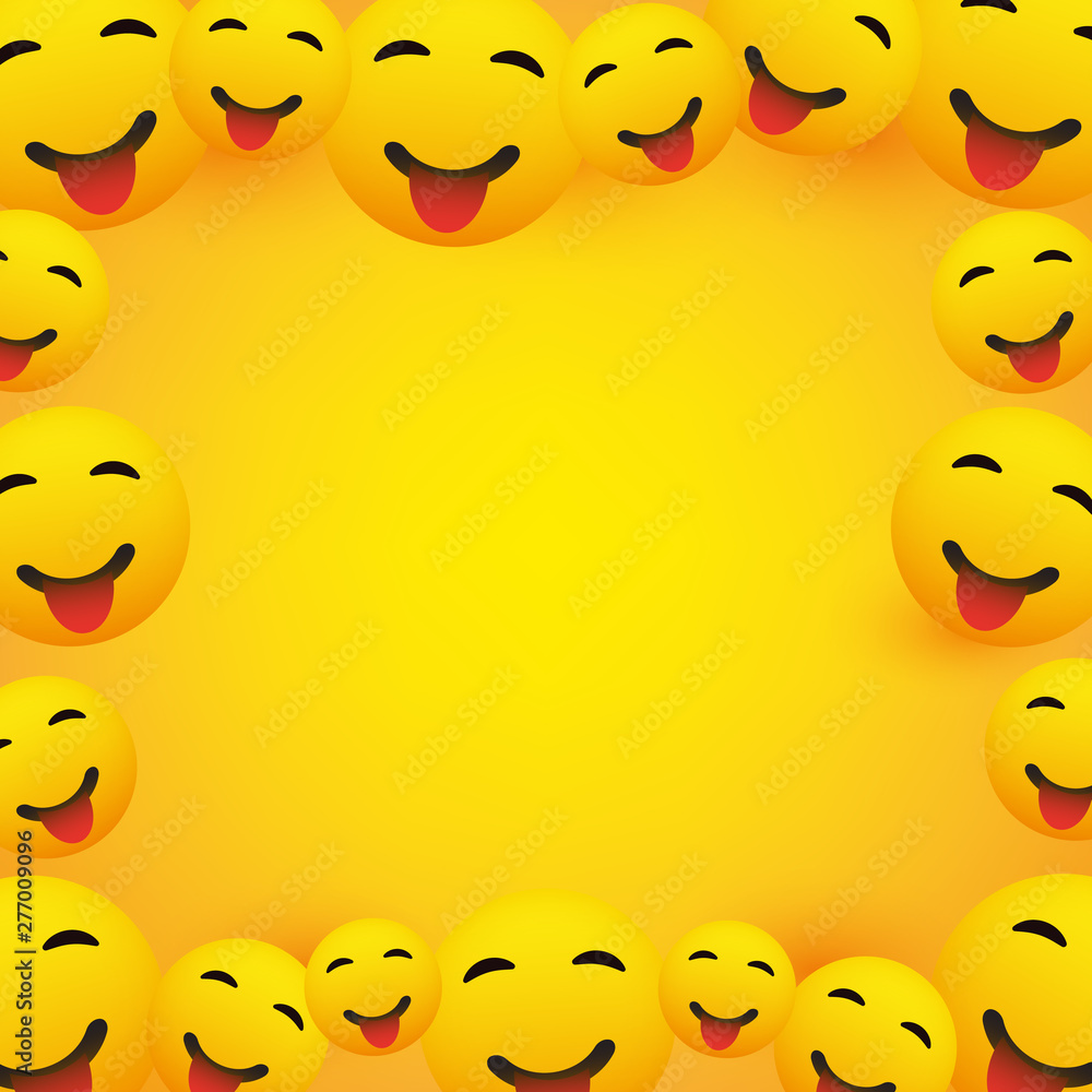 Poster Background Frame with Smiling Emoji with Stuck Out Tongue