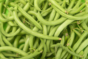 Freshly cropped green beans, vegetarian meals, green beans background