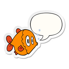 cartoon fish and speech bubble sticker