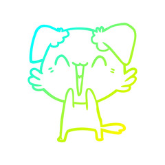 cold gradient line drawing happy little dog cartoon