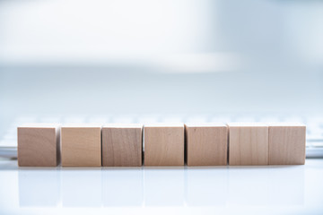 Building Blocks on table with white background