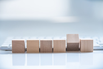 Building Blocks on table with white background