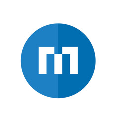 Abstract Letter M Icon, Blue Color, Technology Design Concept