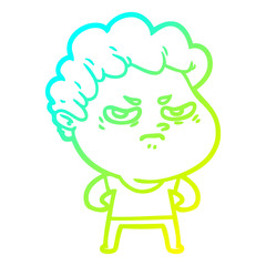 cold gradient line drawing cartoon angry man