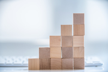 Building Blocks on table with white background