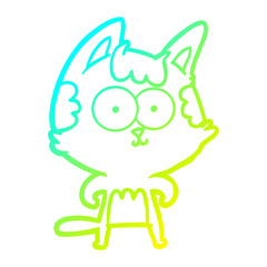 cold gradient line drawing happy cartoon cat