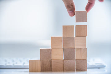 Building Blocks on table with white background