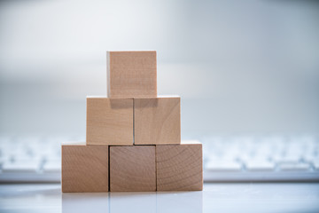 Building Blocks on table with white background