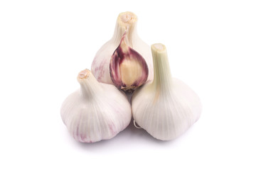 young garlic isolated on white background