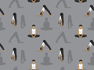 Obraz premium Manga Man Yoga Dolphin Pose Background Seamless Wallpaper