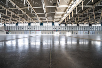 Hangar for storage. Industrial warehouse.