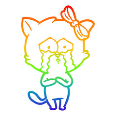 rainbow gradient line drawing cartoon cat