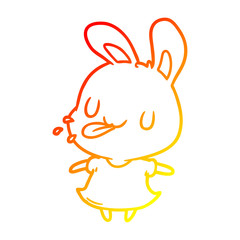 warm gradient line drawing cute rabbit blowing raspberry