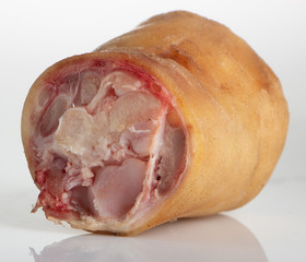 raw pork on white background close up