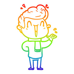 rainbow gradient line drawing cartoon excited man