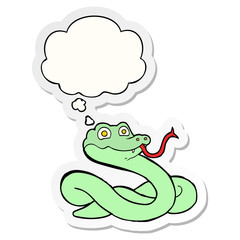 cartoon snake and thought bubble as a printed sticker