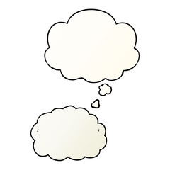 cartoon cloud and thought bubble in smooth gradient style