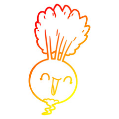 warm gradient line drawing cartoon root vegetable