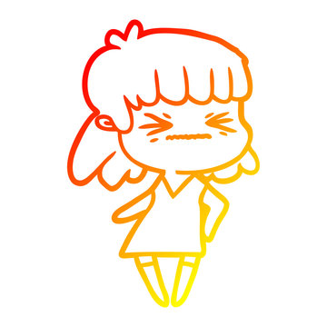 recommend clip art: warm gradient line drawing cartoon angry girl