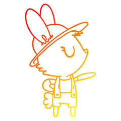 warm gradient line drawing cartoon rabbit construction worker