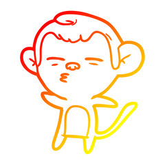 warm gradient line drawing cartoon suspicious monkey