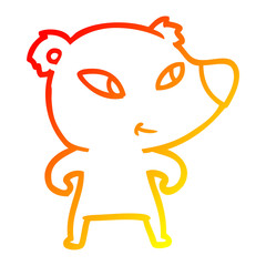 warm gradient line drawing cute cartoon bear