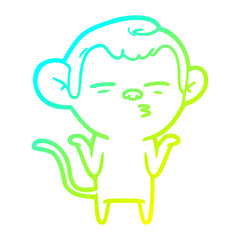 Obraz premium cold gradient line drawing cartoon suspicious monkey