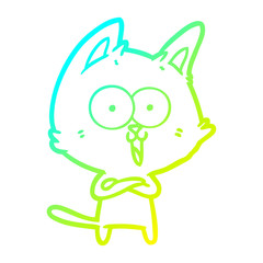cold gradient line drawing funny cartoon cat