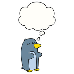 cartoon penguin and thought bubble