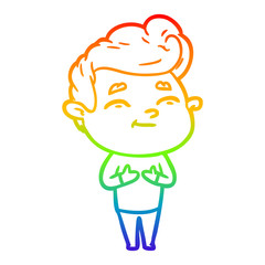 rainbow gradient line drawing happy cartoon man