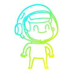 cold gradient line drawing happy cartoon astronaut